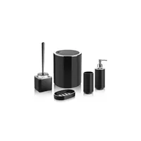 HOFFMANNS 5-tlg Badezimmer Set Luxus-Badezimmer Badaccessoires Badezimmer-Set elegante Seifenspender, Becher, Seifenschale WC Bürste Schwarz