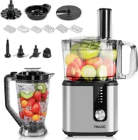 7MAGIC Küchenmaschine 750W, Küchenmaschine Multifunktions,9 Funktionen Food Chopper Prozessor, 1,2L Bowl &1,8L Behälter, Mini-Zerkleinerer, Upgrade Schneidescheibe, Zitruspresse, Knethacken