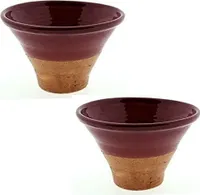Topf Keramik bordo/natur glasiert Harztopf Ø15cmH11cm Blumentopf Tontopf 2 Stück