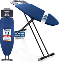 RELLINGER® Premium Bügelbrett XXL 120x42cm Bügelfläche [EXTRA STABIL & HÖHENVERSTELLBAR] - Bügelbrett für Dampfbügelstation - Bügeltisch mit rutschfesten Füßen - Ironing Board mit Ablage ( EU)