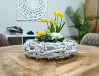 Holz Kranz Ø 40 cm x 10 cm weiß