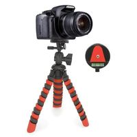 MyGadget Tripod Kamera Stativ - Klein & Flexibel - Universal Reise Dreibein mit Kugelkopf - Gelenke Kamerastativ für z.B. Canon, Nokia, Sony - Rot