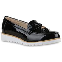 Damen Slippers Tassel Loafers Metallic Slip Ons Keilabsatz 821899 Schuhe 