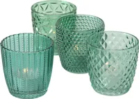 Boltze Windlicht Set Marilu 4-teilig petrol Deko-Gläser Teelichter 8 cm