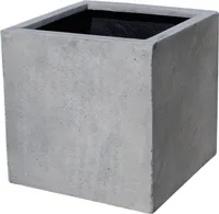 VIVANNO Pflanzkübel Fiberglas BLOCK Würfel, Grau Beton-Design - 40x40x40 cm