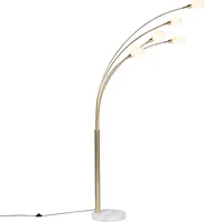 QAZQA - Design Art Deco Stehlampe Gold I Messing 5 Lampen - Sixties Marmo I Wohnzimmer I Schlafzimmer - Stahl Länglich - LED geeignet E14