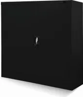 Kleiner Aktenschrank C001B Büroschrank mit Flügeltüren Metallschrank Lagerschrank Pulverbeschichtet Stahlblech Abschließbar 92,5 cm x 90 cm x 40 cm (H x B x T) Farbe: Schwarz