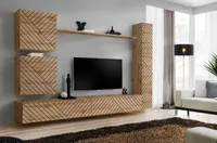 All4All Wohnwand SW VIII mit Lamellen - Wohnzimmermöbel - Schrankwand für Wohnzimmer - Wohnzimmerschrank - Anbauwand - Wohnwand Hängend - Modern - Mediawand -Möbel - Tv-Board - Wotan 21