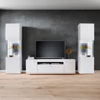 Wohnwand weiß matt ALIA-05 modern 3-teilig mit Lowboard und Vitrinen