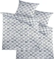 4-tlg. Seersucker Bettwäsche 2x (135x200 +80x80cm), weiß grau, kariert, bügelfrei