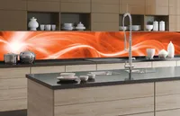 Küchenrückwand Folie selbstklebend ABSTRAKTE MALEREI IN ORANGE 350 x 60 cm - Klebefolie - Dekofolie - Spritzschutz für Küche -