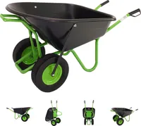 2-Rad Schubkarre 160 L 220 kg Gartenschubkarre Schiebkarre Hofkarre Vollgummireifen Metallfelge grün