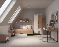 Kinderzimmer komplett Set, 90x200 cm Bett, Schreibtisch Eiche, weiß LUZZI-132
