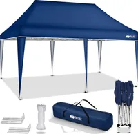 tillvex Pavillon 3x6m Blau wasserdicht | Pop-Up Faltpavillon höhenverstellbar | Gartenzelt UV Schutz 50+ | Partyzelt mit Tasche für Garten