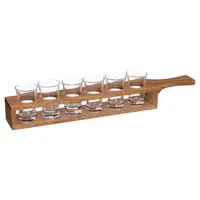 Schnapstablett - Glas und Holz - 6 Schnapsgläser
