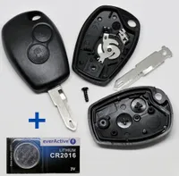 Auto Schlüssel Funk Fernbedienung 1x Gehäuse 2 Tasten + 2X Batteriespangen + 1x Rohling NE73 + 1x CR2016 Batterie kompatibel mit Renault/Dacia/Opel