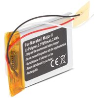 Akku passend für Marshall Major II, Li-Polymer, 3,7V, 650mAh, 2,4Wh, built-in, ohne Werkzeug