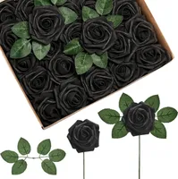 Künstliche Rosen, Schaumblumen, 50 Stück schwarze Rosen, künstliche Blumen, künstliche Rosen zur Dekoration, DIY-Hochzeitssträuße, Tafelaufsätze, Brautparty, Valentinstag, Weihnachten