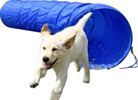 dobar Agility Tunnel 500 cm lang, zusammenfaltbarer Tunnel für Hundesport, Ø 60 cm, Blau