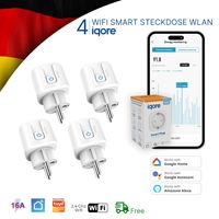 4x Wlan Smart Steckdose mit Strommessung, SmartLife App Steuerung, Smart Home Steckdose kompatibel mit Alexa & Google Home, 16A, 3840W, 2.4GHz, iqore