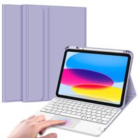 Fintie Tastatur Hülle für iPad 10. Generation 2022, iPad 10 Generation Hülle mit magnetisch Abnehmbarer Deutscher Tastatur und Touchpad Keyboard mit QWERTZ Layout, Violett