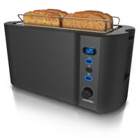 Arendo Automatik 4 Scheiben Langschlitz Toaster mit Display - Defrost Funktion - Wärmeisolierendes Doppelwandgehäuse - Frukost