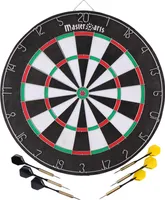 Masterdarts Dartscheibe mit 6 Darts – Doppelseitige Dartscheibe – Kinder Dartscheibe mit 6 Pfeilen – Kork Dartscheibe mit Haken – 45 CM Schwarz