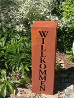 Edelrost Dekosäule Willkommen 2 Größen Säule Willkommen - 80 cm