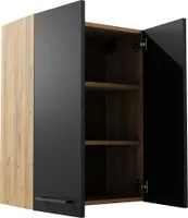 SKXMobel Hängeschrank, Badschrank Hängeschrank 80 x 60 x 30cm, Badezimmerschrank hängend, Badezimmer-Wandschrank in Gold Craft mit Schwarz