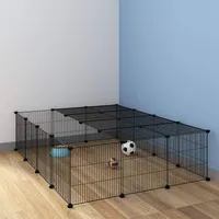 EUGAD Freigehege Welpenauslauf Laufgitter DIY, Schwarz,147 x 111 x 37 cm