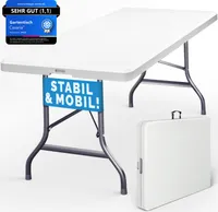 CASARIA® Stół ogrodowy 183x76cm Składany, odporny na warunki atmosferyczne, przenośny, plastikowy stół ogrodowy, tarasowy, kempingowy, balkonowy Składany stół kempingowy, bufetowy Biały