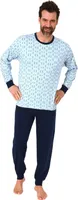 Normann Herren langarm Schlafanzug Pyjama mit Bündchen ; hellblau , 50