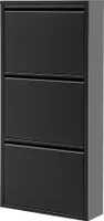 gowoll Schuhschrank Schmal Schuhregal Metall Hoch Schuhkipper mit Magnetische Abdeckung Metall Montiert Schuhregal Schmal (Schwarz, 3 Klappen)