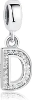 PANDACHARMS Anhänger Charm Buchstabe D, 925er Sterling Silber, passt zu Pandora