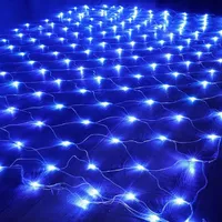 1.5x1.5M 120LEDs Lichternetz 8 Lichtmodi Lichterkette Weihnachten Lichtervorhang Party Garten Deko, Blau