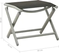 vidaXL Składany podnóżek czarno-srebrny tekstylen i aluminium