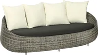Dehner Lounge Sofa Avani, Gartensofa, 208 x 97 x 76 cm, Kunststoffgeflecht / Aluminium, grau