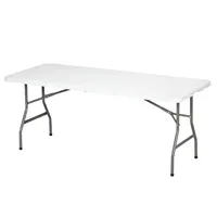 Składany stół kempingowy Outsunny, stół balkonowy dla 6 osób, stół bufetowy do ogrodu, obciążenie do 100 kg, HDPE, biały, 180 x 75 x 73 cm