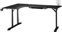 HOMCOM Stolik gamingowy Biurko w kształcie litery L z haczykiem na słuchawki Uchwyt na napoje Biurko komputerowe MDF Metal Czarny+Czerwony 168 x 109 x 78 cm