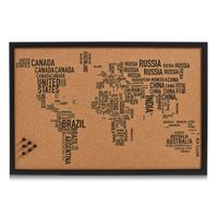 Zeller Pinbord "World Letters", Kork, schwarz, 60 x 40 cm, 11570