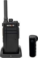 Retevis RB637 Bluetooth vysílačka, Walkie Talkie s Bluetooth náhlavní soupravou, 2000 mAh USB dobíjení, svítilna, Hands-Free Walkie Talkie s bezdrátovým klonem (černá, 1 kus)