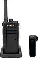 Retevis RB637 Bluetooth-Funkgerät, Walkie Talkie mit Bluetooth-Headset, 2000 mAh USB Wiederaufladbar, Taschenlampe, Freisprech-Walkie-Talkie mit Drahtlosem Klon (Schwarz, 1 Stück)