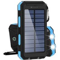 Solar Powerbank 30000mAh Wasserdichtes Solar Ladegerät USB  Externer Akku mit 2 Outputs, Power Bank für Smartphones