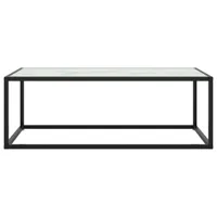 vidaXL Couchtisch Schwarz mit Weißem Glas in Marmor-Optik 100x50x35 cm