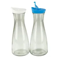 Glaskaraffe mit Deckel 1 Liter 2 Stück Weiß/Blau