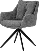 SIT Möbel Armlehnstuhl | 360° Drehfunktion | Bezug Bouclé-Stoff grau | Metallgestell schwarz | B 65,5 x T 66 x H 84,5 cm | 04776-21 | Serie SIT&CHAIRS