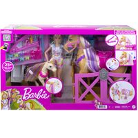 Barbie Reiterin Puppe, inkl. Pferd und Fohlen mit Farbwechsel Mähne, Set, Zubehör