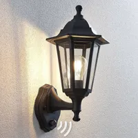 Lindby Außenwandleuchte Nane, Sensor, Laterne, seewasserfest