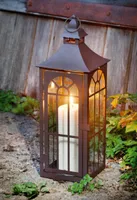 große Laterne aus Metall & Glas, 45 cm hoch, Gartenlaterne, Metalllaterne, Hängelaterne, Windlicht, Kerzenlaterne, Gartendeko für Draußen