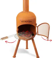 BonFeu BonSolo Rost - Terrassenofen - Feuerstelle mit Funkenschutz für entspannte Abende  - Feuersäule Outdoor - Terrassenkamin mit Grillrost - Gartenofen aus hochwertigem Cortenstahl - 34x34x124cm